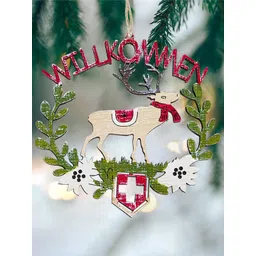 Ascension Beige & Green Christmas Tree Hanging Festive Decor image 2