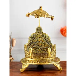 Ascension Gold Textured Singhasan Oval Shaped For Krishna Metal Showpiece-picture-29