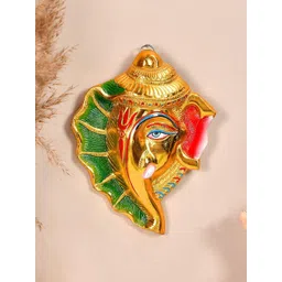 Ascension Green & Red Textured Ganesh On Shankh Wall Hanging  Showpiece-picture-41