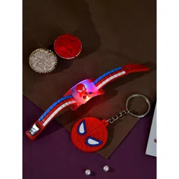 Ascension Set of 2 Sipderman Bracelet Rakhi With Key Chain & Roli Chawal-picture-10