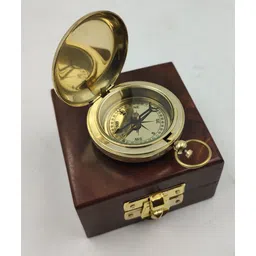 ascent india Brass mini push button compass pocket wood box nautical gift Compass-picture-17