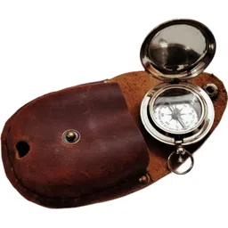 ascent india Brass Nickle Plated Push Button Compass Pocket With Leather Case Collectible gift Compass-picture-20