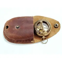 ascent india Brass Sundial Compass Pocket Compass WIth Leather Case Collectible Gift Compass-picture-13