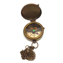 ascent india Brass Pocket compass chain with wood box Gift Compass image 4