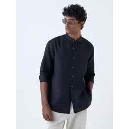 Ascot by Westside Black Solid Relaxed-Fit Linen-Blend Shirt-picture-15