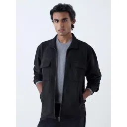 Ascot by Westside Black Solid Relaxed-Fit Suede Jacket-picture-11
