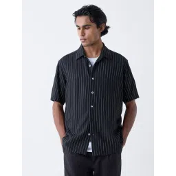 Ascot by Westside Black Striped Relaxed-Fit Shirt-picture-10