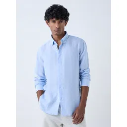 Ascot by Westside Blue Striped Relaxed-Fit Linen Shirt-picture-45