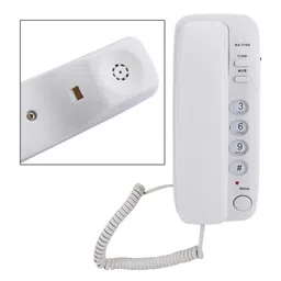 ASHATA Wall Mount Landline Telephone,Desktop Wall Corded Telephone Compact Phone with Redial,Call Mute Analog Telephone for Home Office Hotel (White) image 5