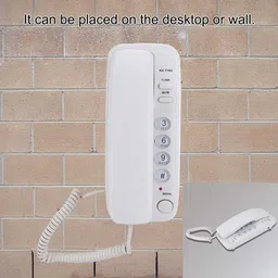 ASHATA Wall Mount Landline Telephone,Desktop Wall Corded Telephone Compact Phone with Redial,Call Mute Analog Telephone for Home Office Hotel (White) image 2
