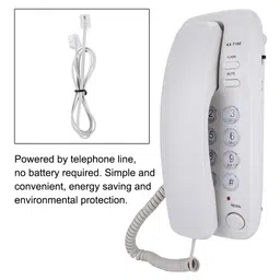 ASHATA Wall Mount Landline Telephone,Desktop Wall Corded Telephone Compact Phone with Redial,Call Mute Analog Telephone for Home Office Hotel (White) image 4