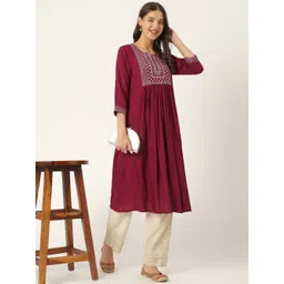 Ashlee Women Ethnic Motifs Embroidered Mirror Work Kurta-picture-42