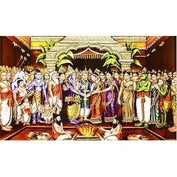 Ashvath Fashion Lord Venkateshwara Wedding (Srinivasa kalyanam) Design for All Pooja/House Functions House Warming Background Curtain Fabric-Polyester Size 5Feet Height and 8Feet Width(5 * 8)-picture-16