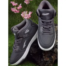 Asian Men's Grey Ankle High Sneakers-picture-27