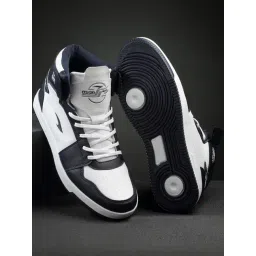 Asian Men's Navy & White Ankle High Sneakers-picture-30