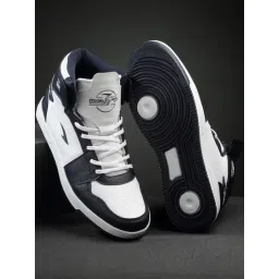 Asian Men's Navy & White Ankle High Sneakers-picture-33