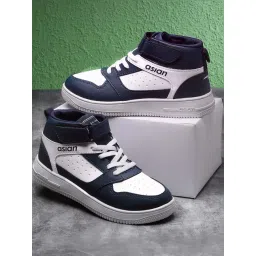 Asian Men's White & Black Ankle High Sneakers-picture-40