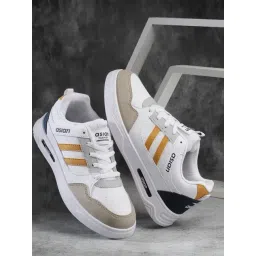 Asian Men's White & Yellow Casual Sneakers-picture-41