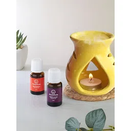 Asian Aura 2-Pcs Yellow Tea Light Candle With Aroma Oil Diffuser -10 ml-picture-16