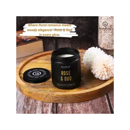 Asian Aura Premium Scented Rose & Oud Matte Finished Black Jar Candle image 2
