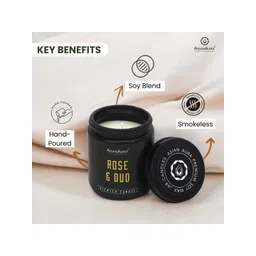 Asian Aura Premium Scented Rose & Oud Matte Finished Black Jar Candle image 5