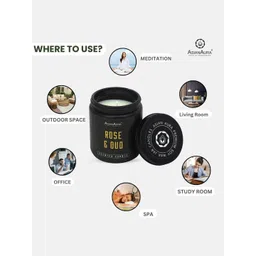 Asian Aura Premium Scented Rose & Oud Matte Finished Black Jar Candle image 4