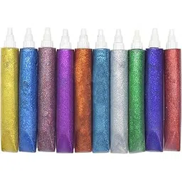 Asian Hobby Crafts Sparkling Golden Glitter Tubes, Paper Glitter for Art &Crafts, Drawing, School Projects, and Model Making and DIY Projects|Set of 10 (25 ML Each, Multicolor)-picture-34