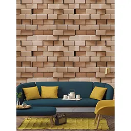 Asian royal Beige & Brown Printed Self Adhesive Wall Sticker image 2