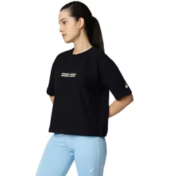 Asics Black Cotton Relaxed Fit Printed Sports T-Shirt image 3