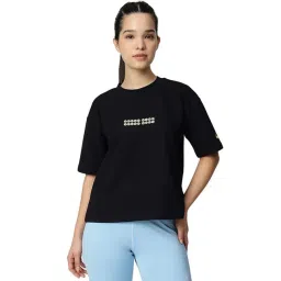 Asics Black Cotton Relaxed Fit Printed Sports T-Shirt image 1