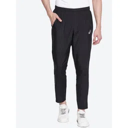 ASICS Men Black Silver Woven Tapered-Fit Running Track Pants-picture-20