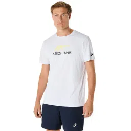 Asics Men's Brilliant White & Huddle Yellow Men Court Graphic T-Shirt-picture-23