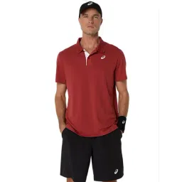 Asics Men's Burnt Red Court Polo T-Shirt-picture-43