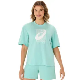 Asics Women's Oasis Green Training Core Spiral Graphic Relaxed T-Shirt-picture-15