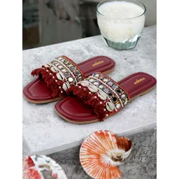 ASIDEA Women Embellished Party Open Toe Flats-picture-10