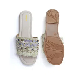 ASIDEA Women Embellished Party Open Toe Flats image 4