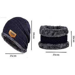 asiora Unisex Winter Cap with Neck Warmer Set, Thick Fleece Lined Beanie Hat, Snow Proof Knit Wool Thermal Headwear for Men & Women (Inside Fur, Free Size) image 4