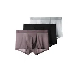 ASJAR Men Pack Of 3 Ultra-Soft Lycra Material Solid Boxer Shorts-picture-16