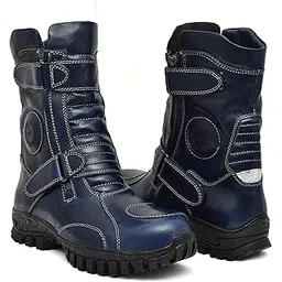 asm Biker Boots/Motorcycle Riding Boots with Steel Toe, Brass Chain Ankle Protector, Gear Patch Memory Foam Footpad & Rubber Sole.-picture-40