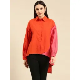 ASMI By Mayank Modi Orange & Pink Cotton Shirt-picture-36