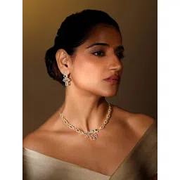 ASMITTA JEWELLERY 22 KT Gold Plated Cubic Zircon & American Diamond Studded Jewellery Set-picture-20