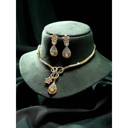 ASMITTA JEWELLERY 22K Gold-Plated Cubic Zirconia-Studded Jewellery Set-picture-10