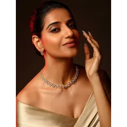 ASMITTA JEWELLERY 22K Gold-Plated Cubic Zirconia-Studded Statement Choker Jewellery Set-picture-11