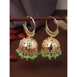 ASMITTA JEWELLERY 22K Gold-Plated Pearls Beaded Dome Shaped Jhumkas-picture-26