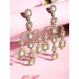 ASMITTA JEWELLERY 22K Gold-Plated Stone Studded Contemporary Drop Earrings-picture-13