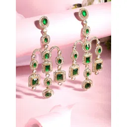 ASMITTA JEWELLERY 22K Gold-Plated Stone Studded Contemporary Drop Earrings-picture-15