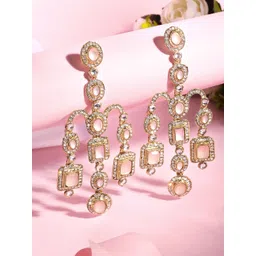 ASMITTA JEWELLERY 22K Gold-Plated Stone Studded Contemporary Drop Earrings-picture-14