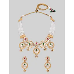 ASMITTA JEWELLERY Gold-Plated Beaded Choker Jewellery Set image 2