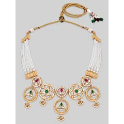 ASMITTA JEWELLERY Gold-Plated Beaded Choker Jewellery Set image 3