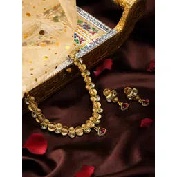 ASMITTA JEWELLERY Gold-Plated Enamelled Kundan-Studded Jewellery Set-picture-24
